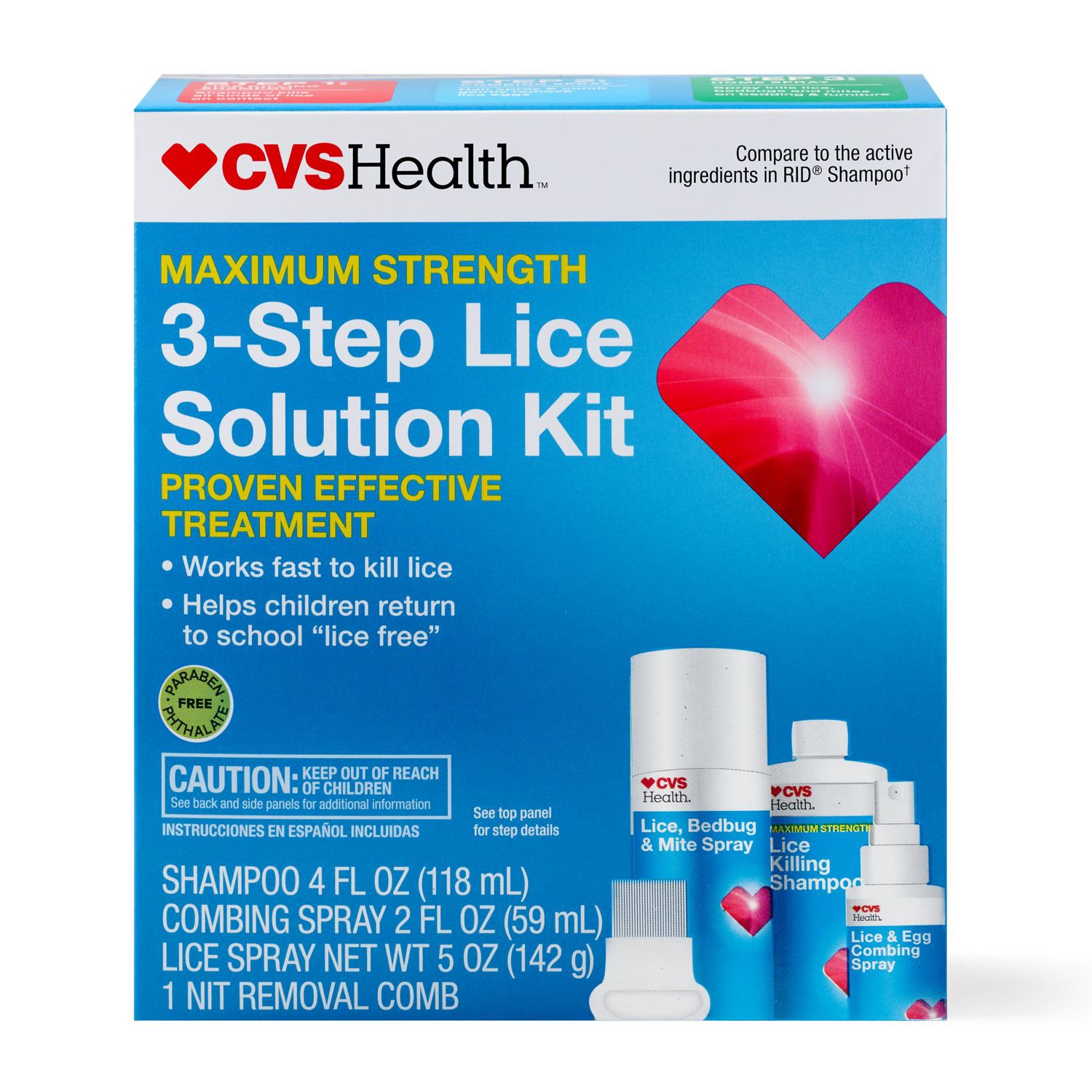 slide 1 of 6, CVS Health Maximum Strength 3-Step Lice Solution Kit, 1 ct