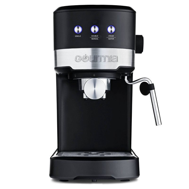 slide 9 of 9, Gourmia 15 Bar Espresso Maker with Powerful Frothing Wand – Black: 1500W, 30oz Capacity, Electric, Hand Wash, 30 oz