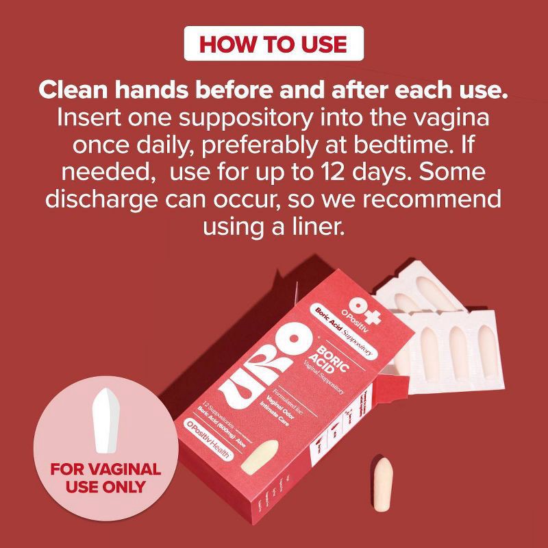 slide 7 of 8, O Positiv URO Boric Acid Suppository - 12ct, 12 ct