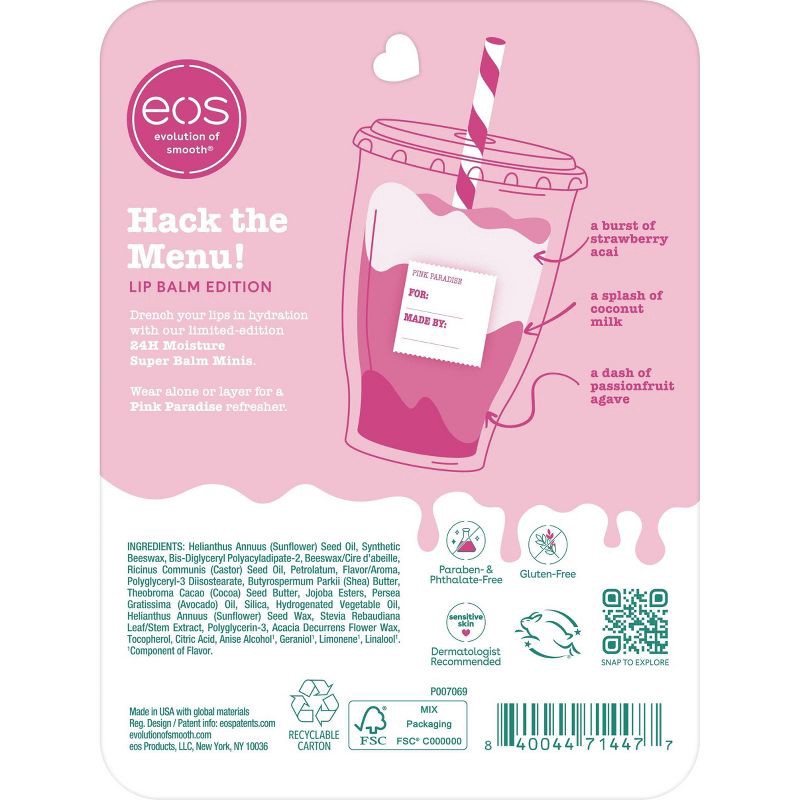 slide 2 of 6, eos 24H Moisture Super Balm Minis - Pink Paradise - 0.72 fl oz/3pk, 0.72 fl oz, 3 ct