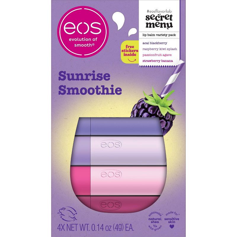 slide 1 of 7, eos Limited Edition Lip Balm Variety Pack - Sunrise Smoothie - 0.56oz/4pk, 0.56 oz, 4 ct
