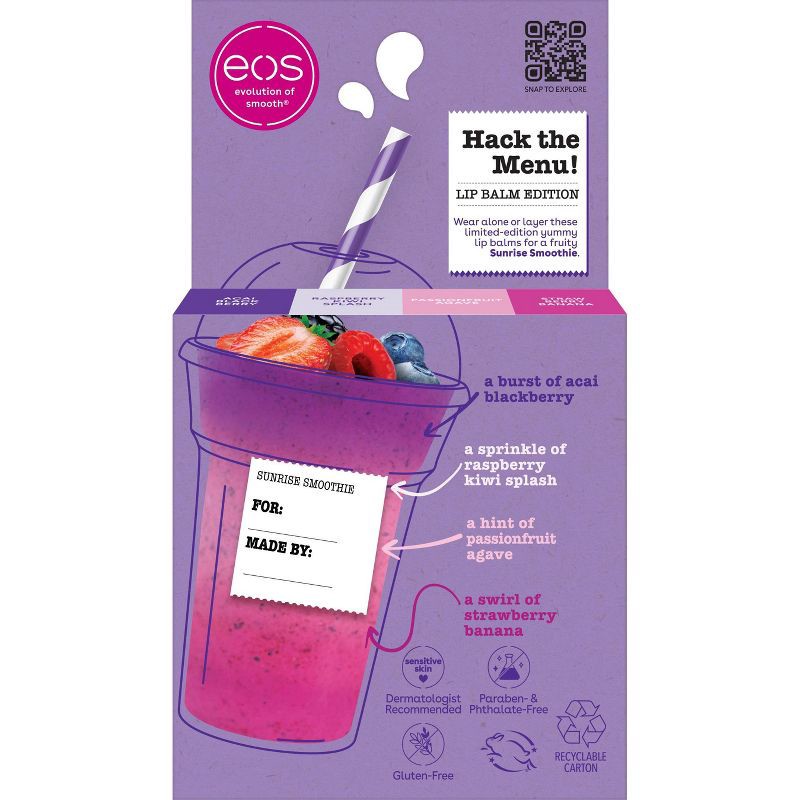 slide 2 of 7, eos Limited Edition Lip Balm Variety Pack - Sunrise Smoothie - 0.56oz/4pk, 0.56 oz, 4 ct
