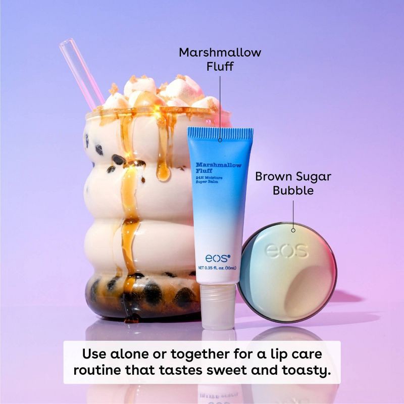 slide 3 of 7, eos Brown Sugar Bubble Scrub/Marshmallow Fluff Super Lip Balm Blister - 0.84oz, 0.84 oz