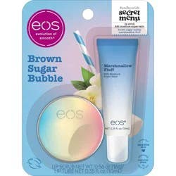 eos Brown Sugar Bubble Scrub/Marshmallow Fluff Super Lip Balm Blister - 0.84oz