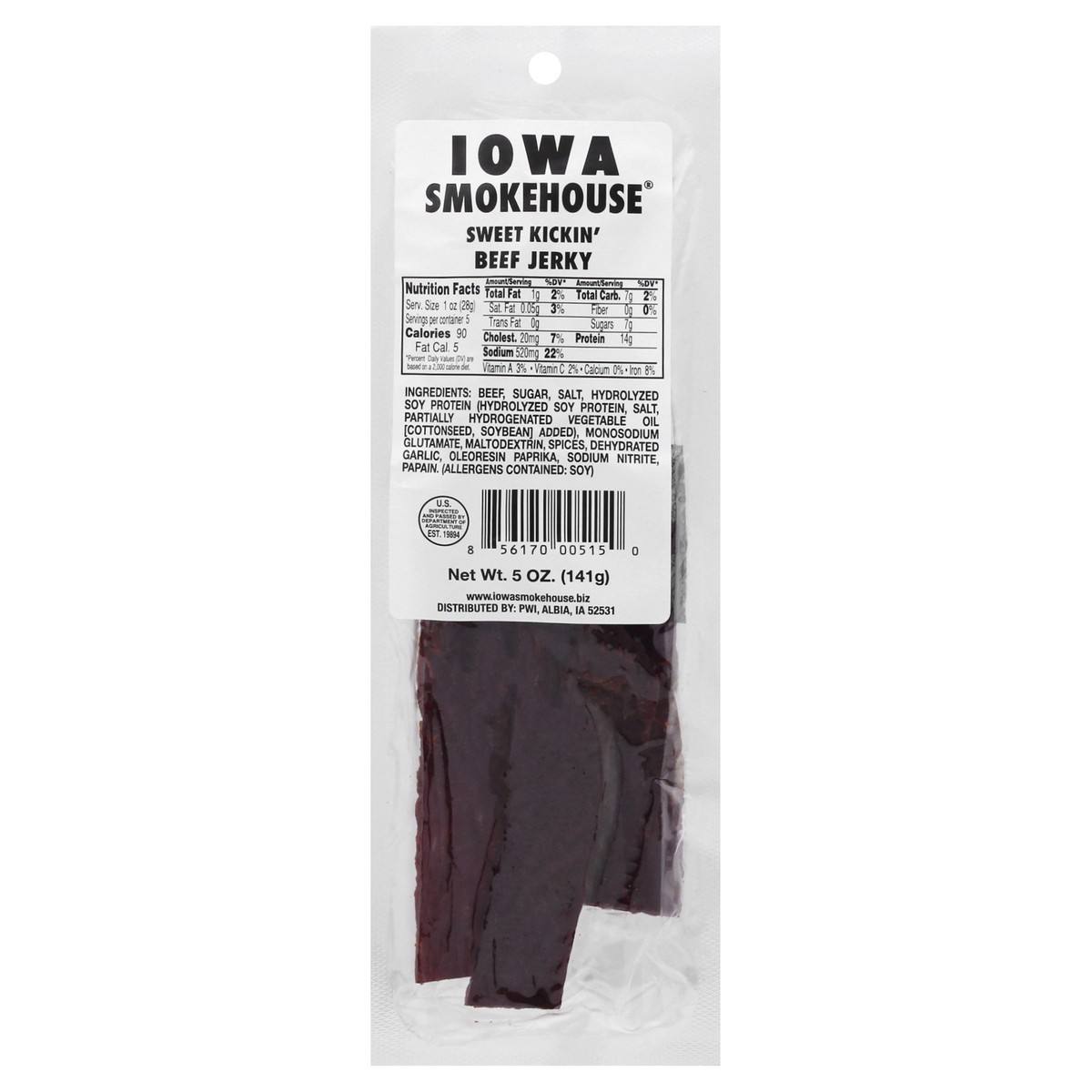 slide 1 of 12, Iowa Smokehouse Sweet Kickin' Beef Jerky 5 oz, 5 oz