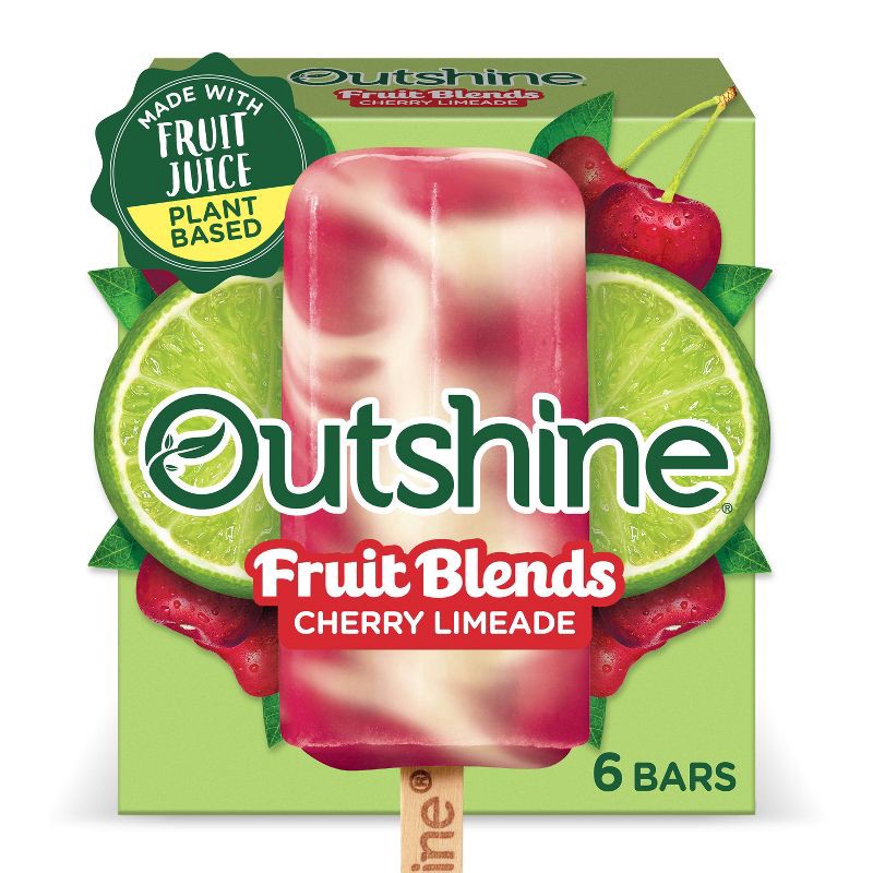 slide 1 of 10, Outshine Cherry Limeade Fruit Blends Frozen Fruit Bars - 15 fl oz/6ct, 15 fl oz, 6 ct