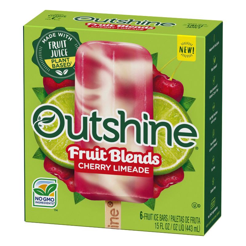 slide 6 of 10, Outshine Cherry Limeade Fruit Blends Frozen Fruit Bars - 15 fl oz/6ct, 15 fl oz, 6 ct