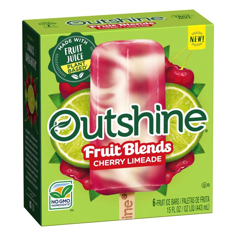 slide 7 of 10, Outshine Cherry Limeade Fruit Blends Frozen Fruit Bars - 15 fl oz/6ct, 15 fl oz, 6 ct