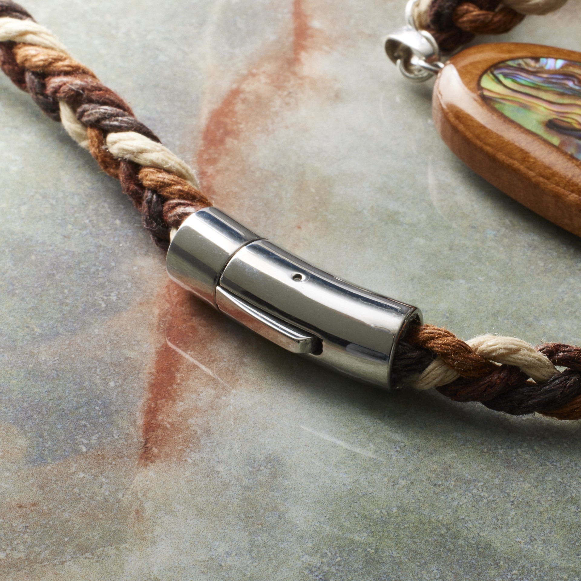 slide 2 of 3, Rhodium Cord End Cap Closure Set By Bead Landing, 30mm x 12mm