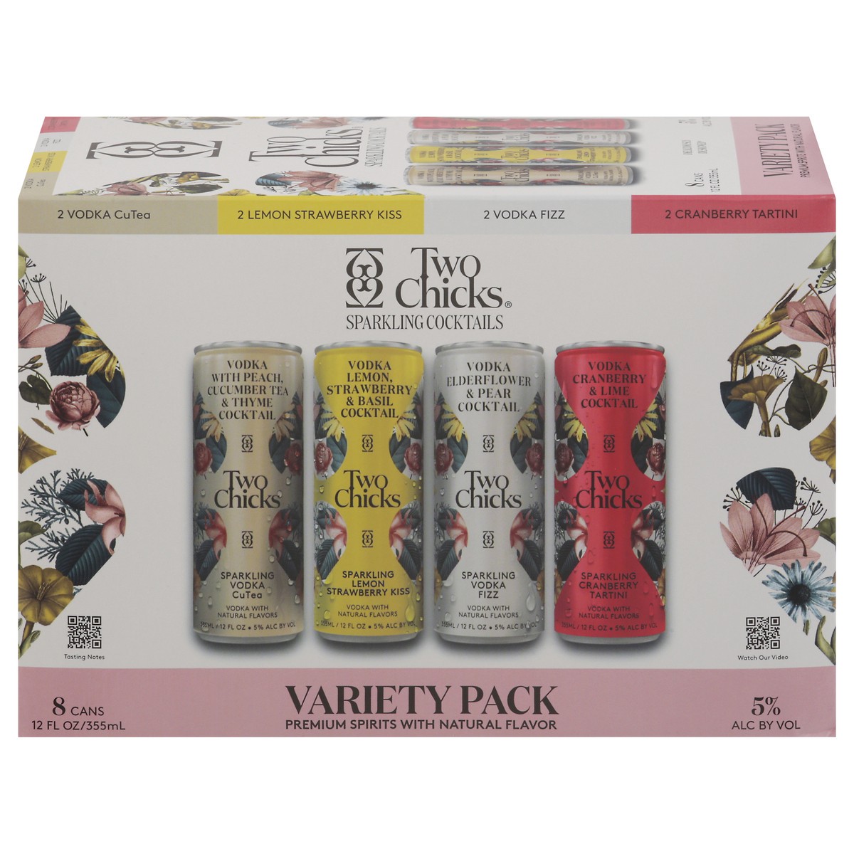 slide 8 of 11, Two Chicks Sparkling Cocktails Vodka Variety Pack 8 - 12 fl oz Cans, 8 ct; 12 oz