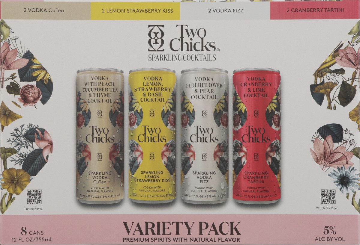 slide 10 of 11, Two Chicks Sparkling Cocktails Vodka Variety Pack 8 - 12 fl oz Cans, 8 ct; 12 oz