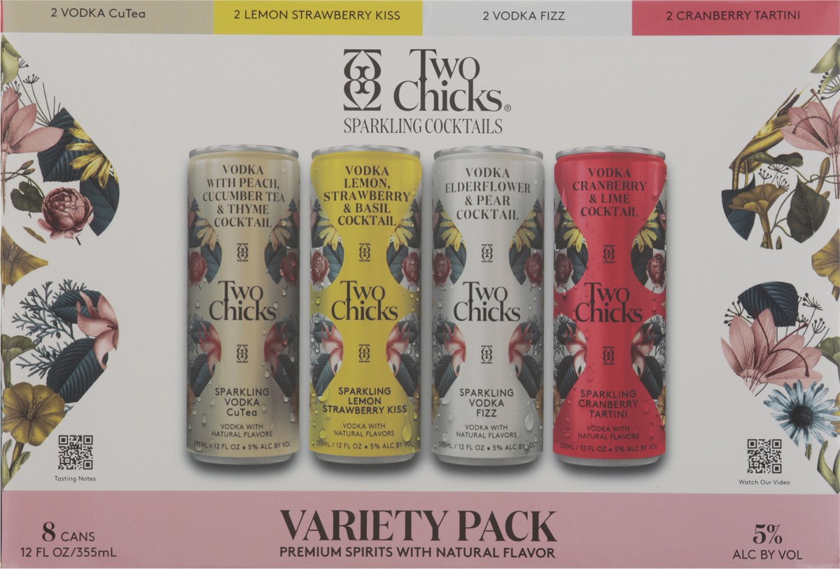 slide 11 of 11, Two Chicks Sparkling Cocktails Vodka Variety Pack 8 - 12 fl oz Cans, 8 ct; 12 oz