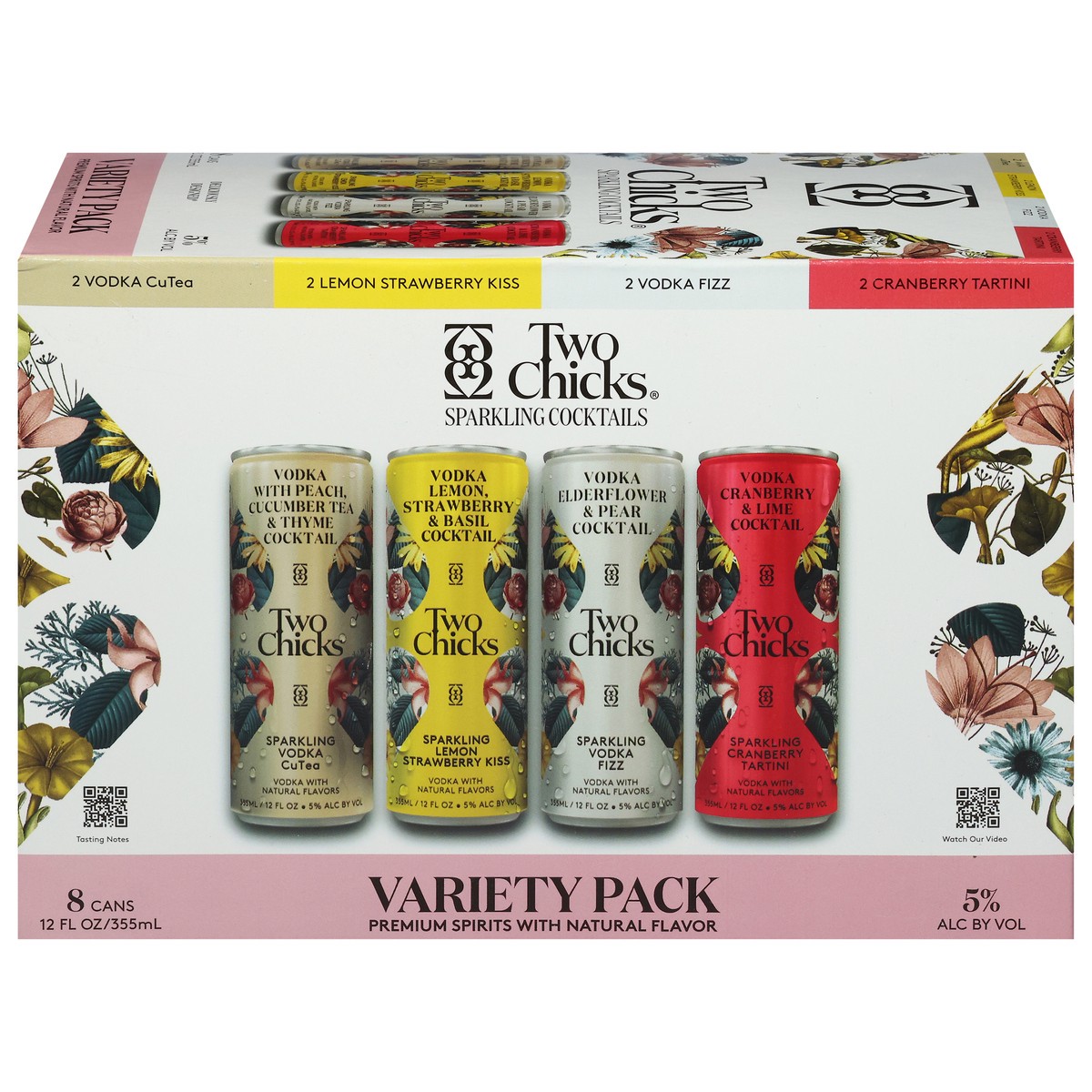 slide 1 of 11, Two Chicks Sparkling Cocktails Vodka Variety Pack 8 - 12 fl oz Cans, 8 ct; 12 oz