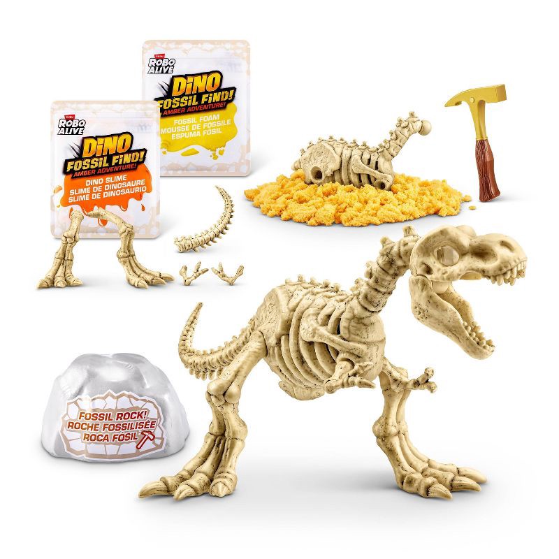 slide 4 of 8, Robo Alive Fossil Find Amber Adventure by ZURU: Dinosaur Figure Playset with 6 Pieces, 6 ct