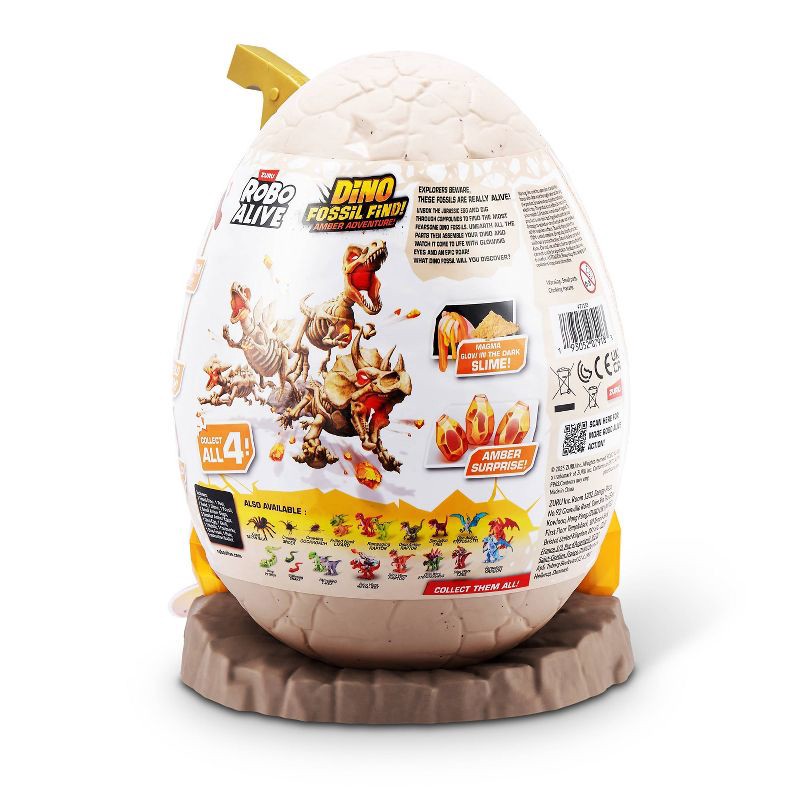 slide 8 of 8, Robo Alive Fossil Find Amber Adventure by ZURU: Dinosaur Figure Playset with 6 Pieces, 6 ct