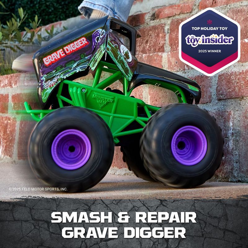 slide 2 of 7, Monster Jam Smash and Bash Grave Digger Remote Control Vehicle 1:15 Scale, 1 ct