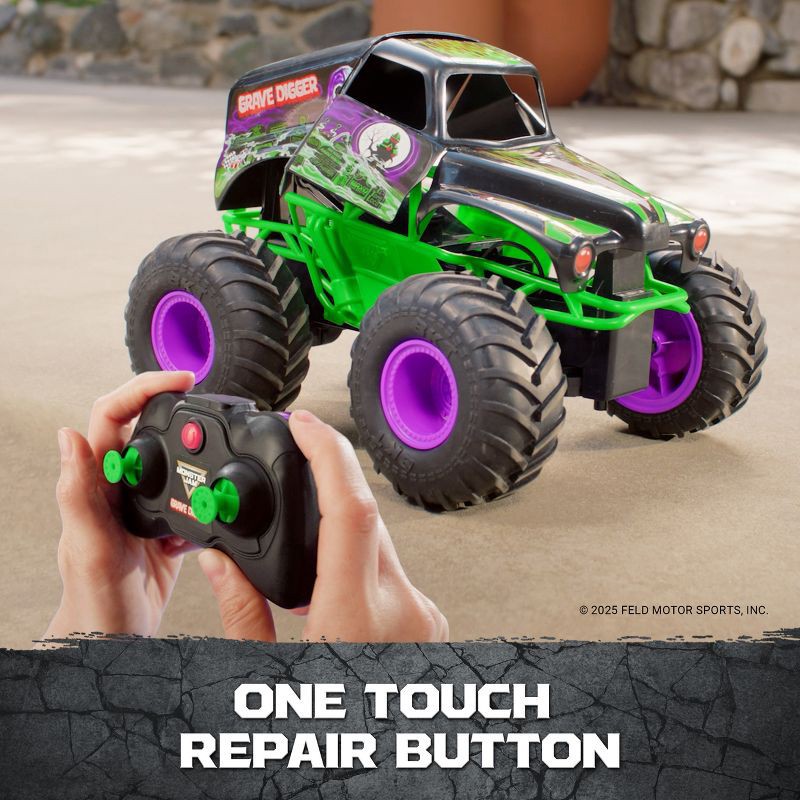slide 4 of 7, Monster Jam Smash and Bash Grave Digger Remote Control Vehicle 1:15 Scale, 1 ct