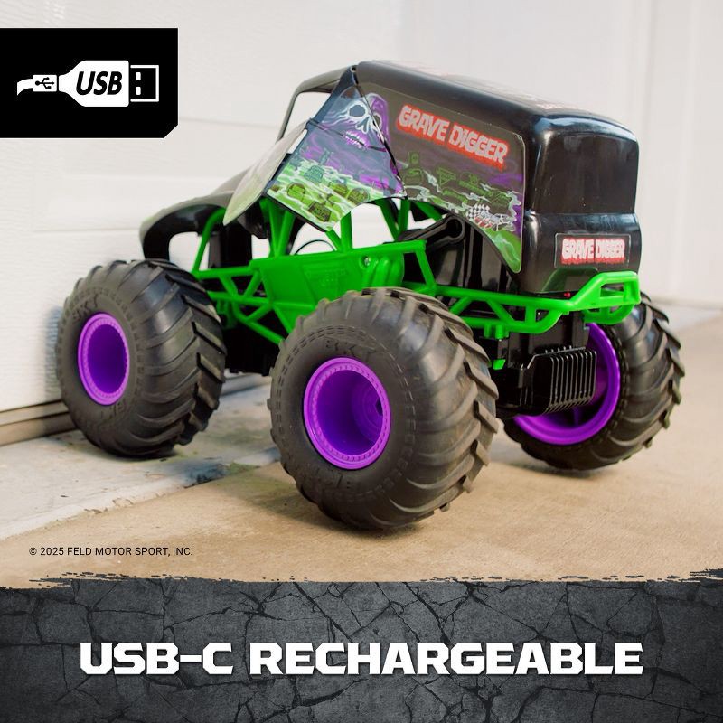 slide 6 of 7, Monster Jam Smash and Bash Grave Digger Remote Control Vehicle 1:15 Scale, 1 ct