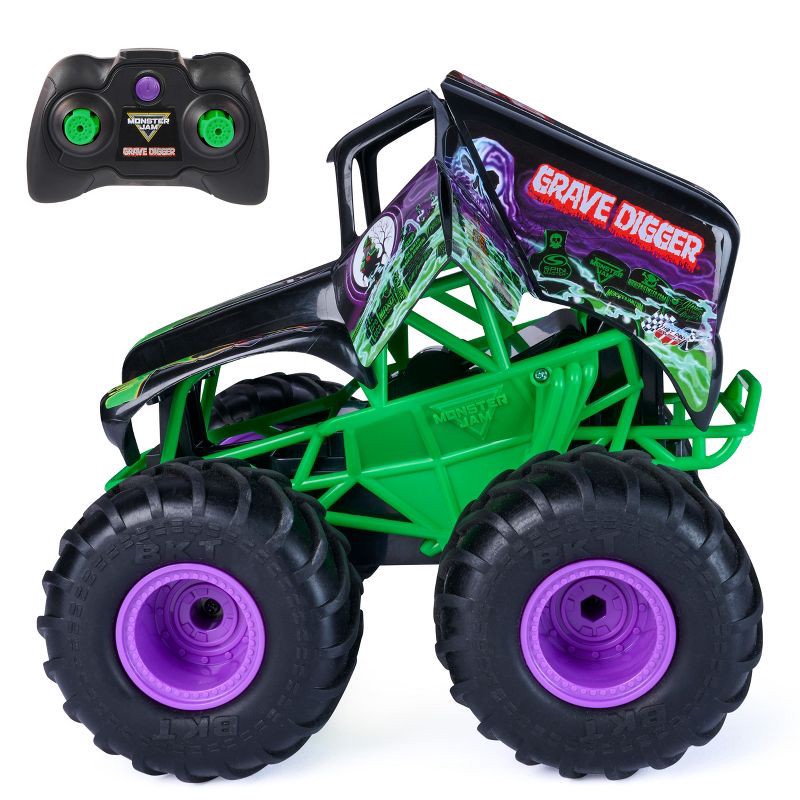 slide 1 of 7, Monster Jam Smash and Bash Grave Digger Remote Control Vehicle 1:15 Scale, 1 ct