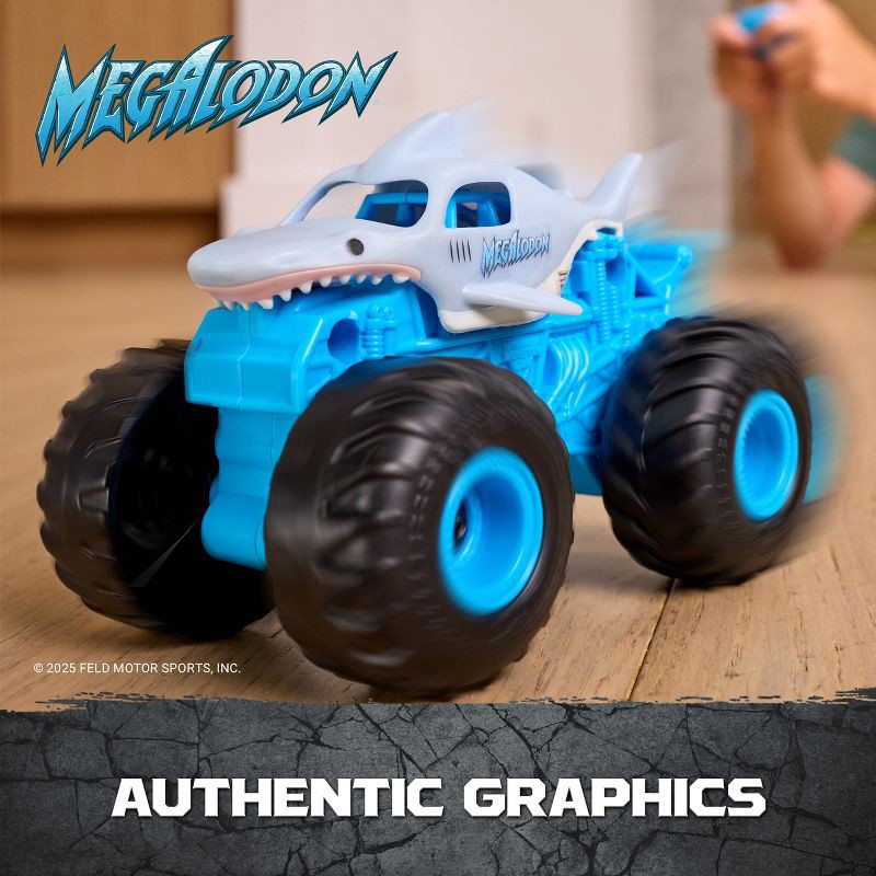 slide 5 of 8, Monster Jam Megalodon Remote Control Monster Truck with Ramp 1:64 Scale, 1 ct