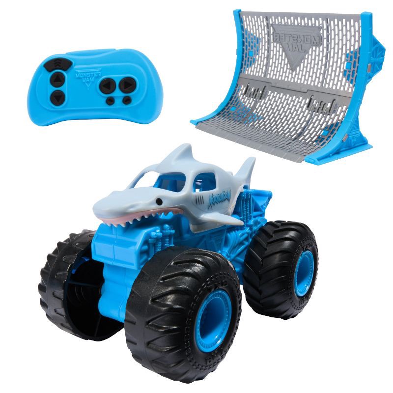 slide 8 of 8, Monster Jam Megalodon Remote Control Monster Truck with Ramp 1:64 Scale, 1 ct