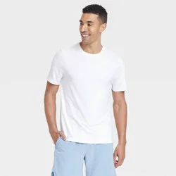 Men's Short Sleeve Performance T-Shirt - All In Motion™ White S: Moisture Wicking, Quick Dry, Jersey