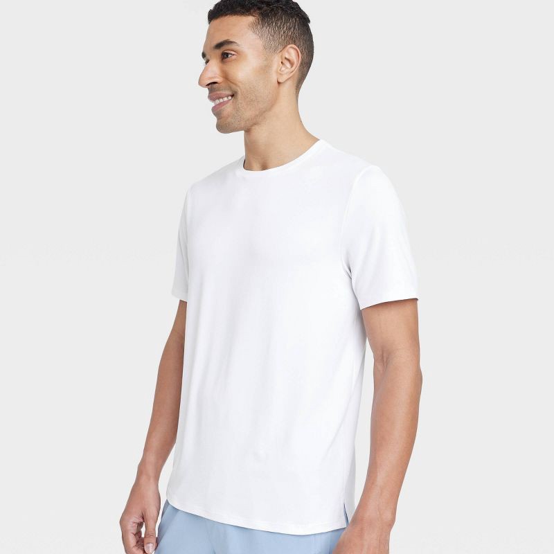 slide 3 of 3, Men's Short Sleeve Performance T-Shirt - All In Motion™ White M: Recycled Polyester, Quick Dry, Top, 1 ct