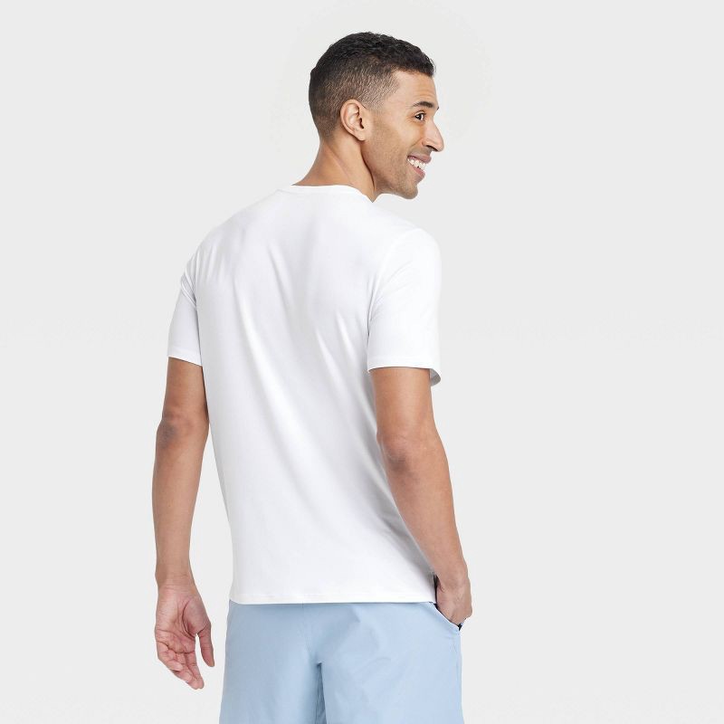 slide 2 of 3, Men's Short Sleeve Performance T-Shirt - All In Motion™ White L: Moisture Wicking, Quick Dry, Jersey Fabric, 1 ct