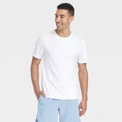 Men's Short Sleeve Performance T-Shirt - All In Motion™ White L: Moisture Wicking, Quick Dry, Jersey Fabric