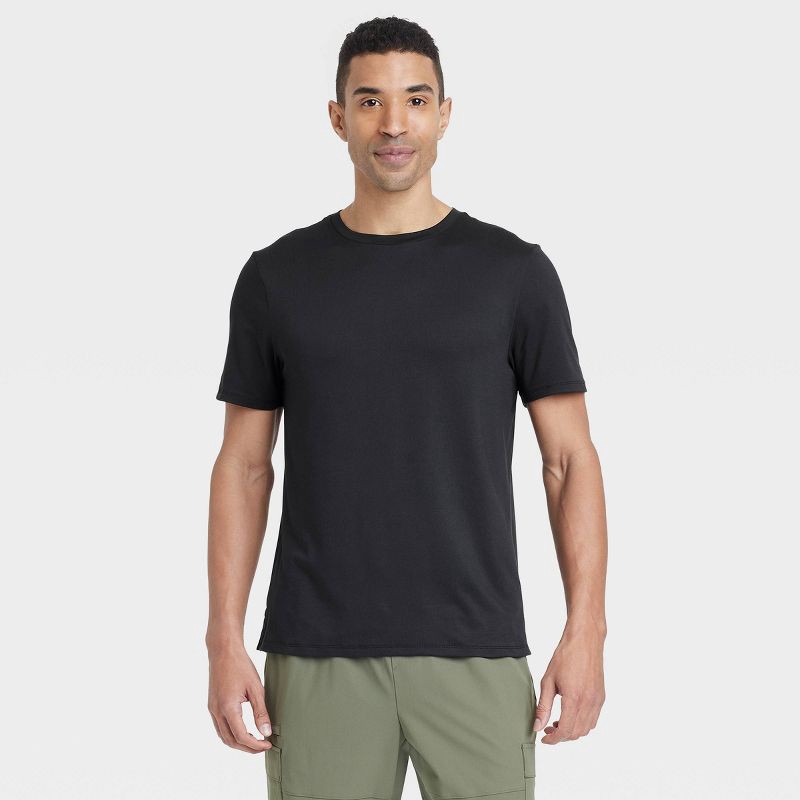 slide 1 of 3, Men's Short Sleeve Performance T-Shirt - All In Motion™ Black M: Moisture Wicking, Quick Dry, Jersey, 1 ct