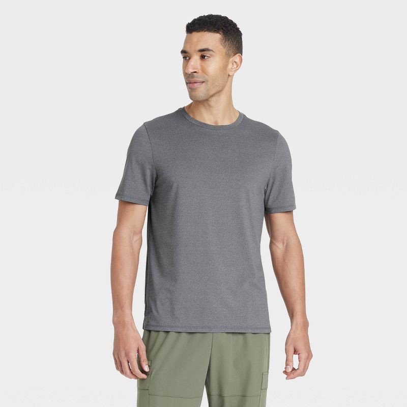 slide 1 of 3, Men's Short Sleeve Performance T-Shirt - All In Motion™ Heathered Gray L: Moisture Wicking, Quick Dry, Jersey, 1 ct