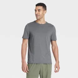 Men's Short Sleeve Performance T-Shirt - All In Motion™ Heathered Gray L: Moisture Wicking, Quick Dry, Jersey