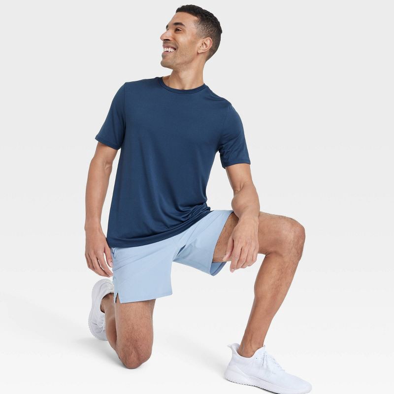 slide 3 of 3, Men's Short Sleeve Performance T-Shirt - All In Motion™ Dark Blue S: Moisture Wicking, Quick Dry, Jersey, 1 ct