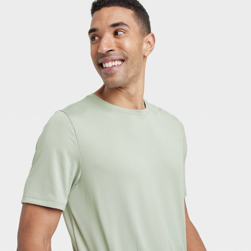 slide 3 of 3, Men's Short Sleeve Performance T-Shirt - All In Motion™ Olive Green XXL: Recycled Polyester, Spandex, Moisture Wicking, Quick Drying, Jersey, 1 ct