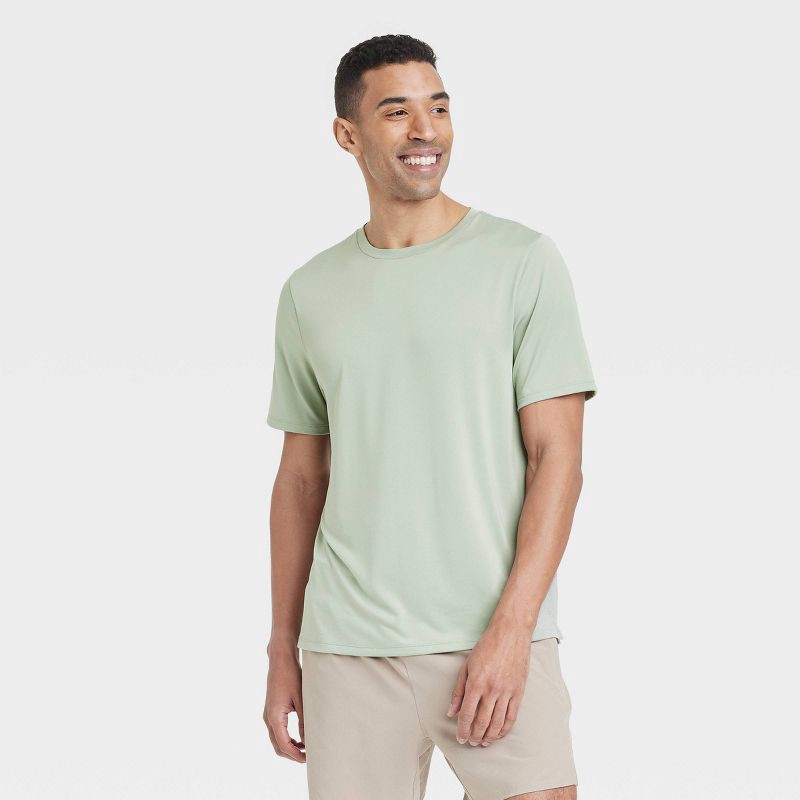 slide 1 of 3, Men's Short Sleeve Performance T-Shirt - All In Motion™ Olive Green XXL: Recycled Polyester, Spandex, Moisture Wicking, Quick Drying, Jersey, 1 ct