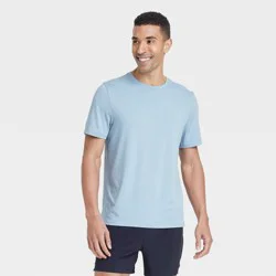 Men's Short Sleeve Performance T-Shirt - All In Motion™ Light Blue L: Moisture Wicking, Quick Dry, Jersey
