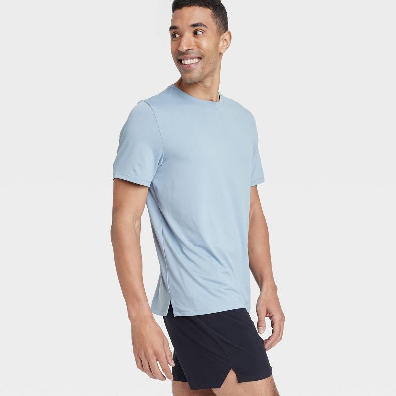 slide 3 of 3, Men's Short Sleeve Performance T-Shirt - All In Motion™ Light Blue XXL: Moisture Wicking, Quick Dry, Pullover, 1 ct