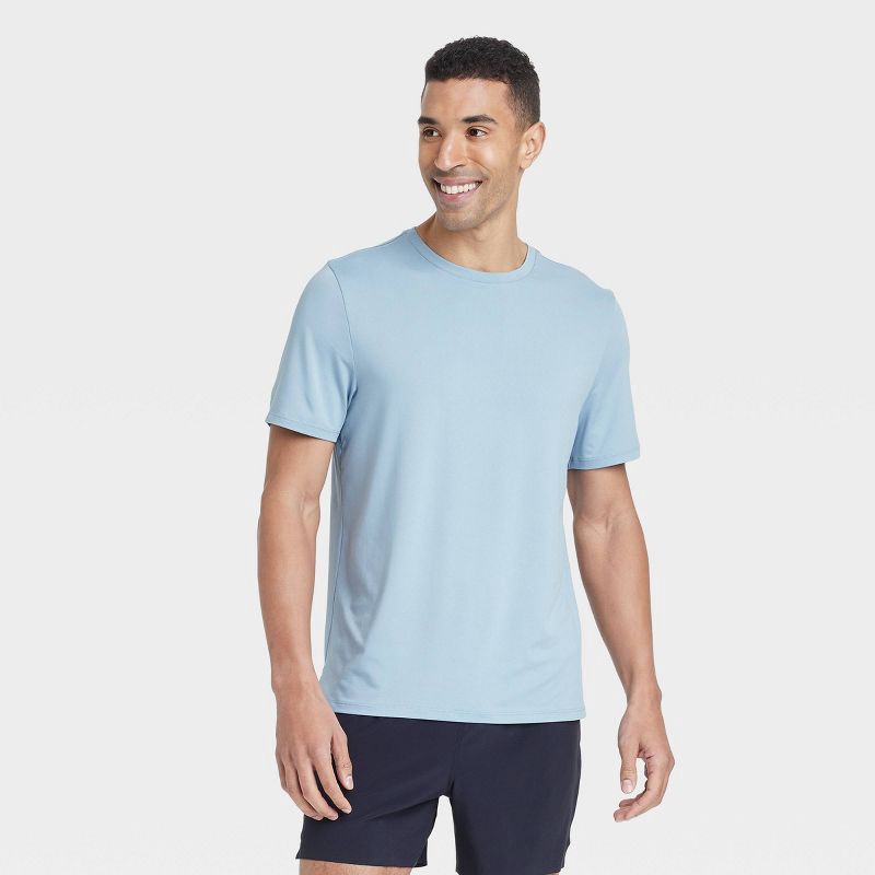 slide 1 of 3, Men's Short Sleeve Performance T-Shirt - All In Motion™ Light Blue XXL: Moisture Wicking, Quick Dry, Pullover, 1 ct