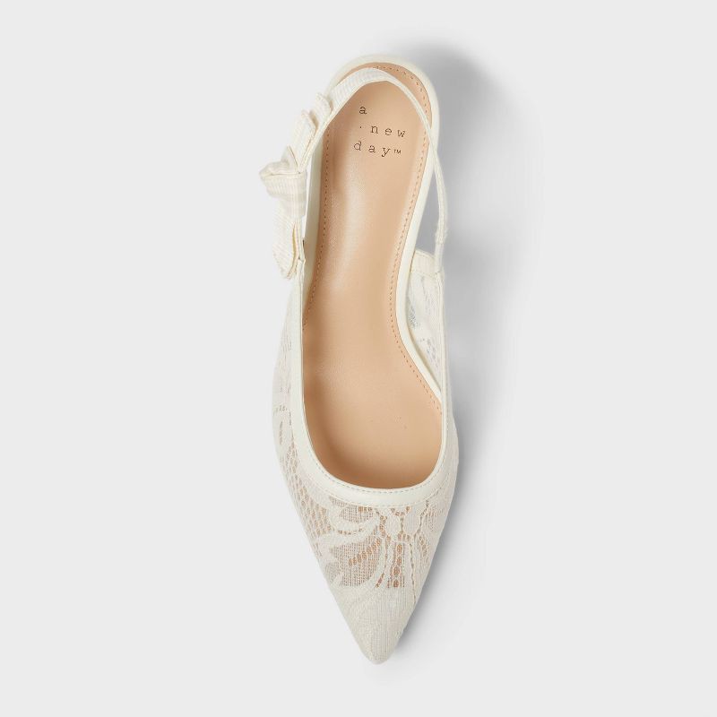 slide 3 of 3, Women's Milan Slingback Pumps - A New Day™ Cream 6.5: Stiletto Heel, Cushioned Insole, Pointed Toe, 1 ct