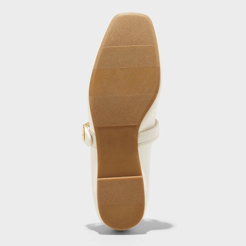 slide 4 of 4, Women's Rebecca Embellished Strap Mary Jane Flats with Memory Foam Insole - A New Day™ Ivory 8: Buckle Closure, Textured Outsole, 1 ct