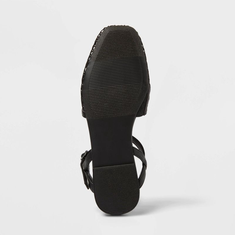 slide 4 of 4, Women's Vanna Fishnet Slingback Flats with Memory Foam Insole - A New Day™ Black 8: Mesh Almond Toe, Buckle Closure, 1 ct