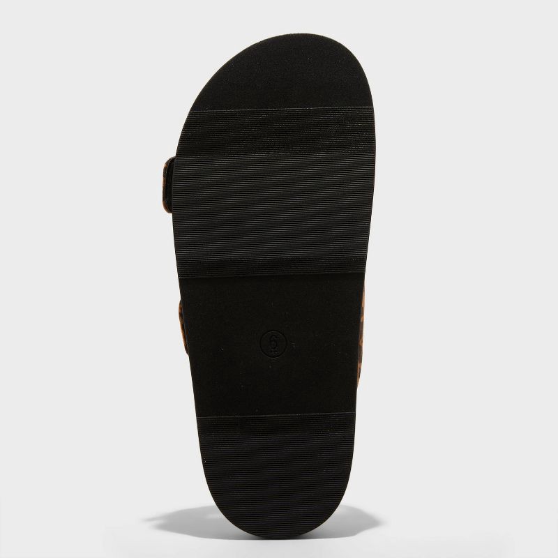 slide 4 of 4, Women's Collin Slide Sandals - Universal Thread™ Brown Leopard 8.5: Faux Suede, Contoured Footbed, Open Toe, 1 ct