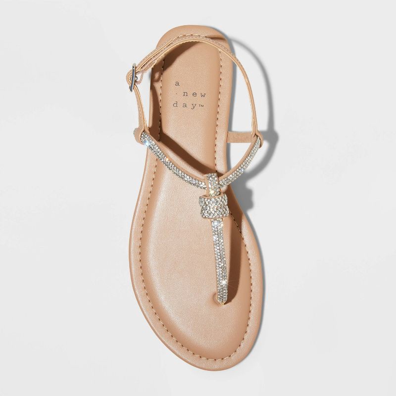 slide 3 of 4, Women's Aleena Thong Sandals - A New Day™ Silver 6.5: Adjustable Buckle, Open Toe, Faux Suede, 1 ct