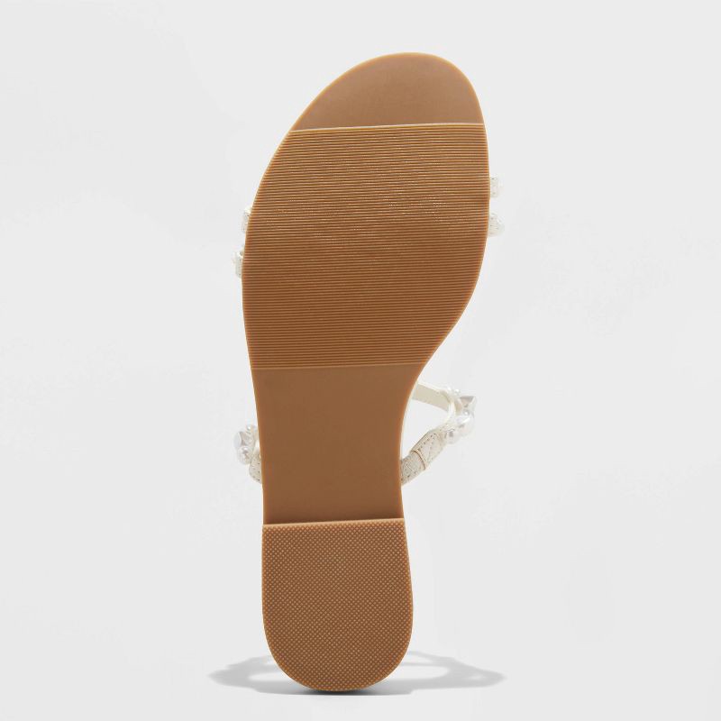 slide 4 of 4, Women's Aida Strappy Sandals - A New Day™ Ivory 8.5: Slip-On Open Toe Slides, Textured Outsole, 1 ct