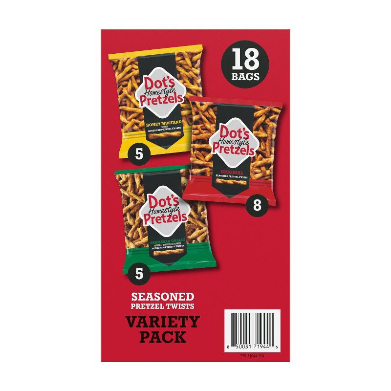 slide 4 of 7, Dot's Homestyle Pretzels Snack Variety Pack -18oz/18ct, 18 oz, 18 ct