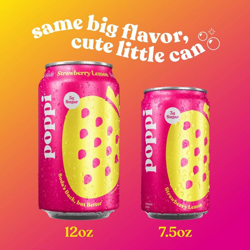 slide 3 of 8, poppi Strawberry Lemon Prebiotic Soda - 6PK/7.5 oz Mini Cans, 6 ct; 7.5 oz
