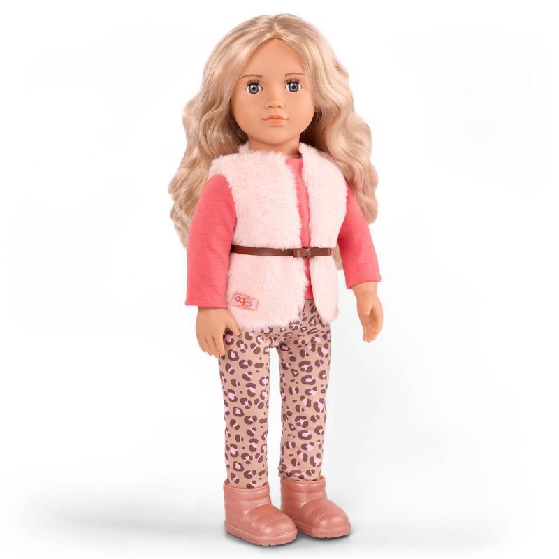 slide 4 of 7, Our Generation Kinsley & Kenzi 18" Doll & Pet Puppy Set: Blonde Wavy Hair, Gray Eyes, Plastic & Polyester Material, 1 ct