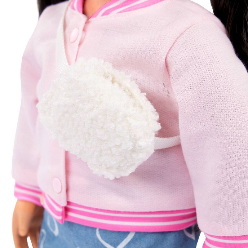 slide 5 of 7, Our Generation School Sweetheart Pink Varsity Jacket Outfit for 18" Dolls: Plastic & Polyester 5-Piece Apparel Set, 1 ct