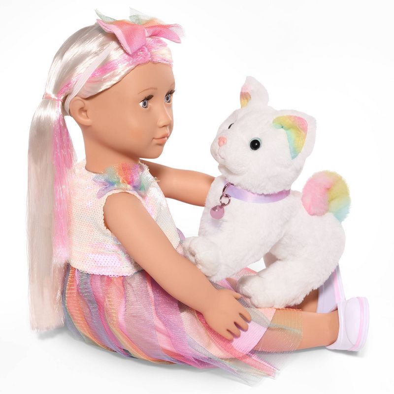 slide 2 of 4, Our Generation Posable Turkish Angora Cat Plush 6" Pet Rainbow Kitten, 1 ct