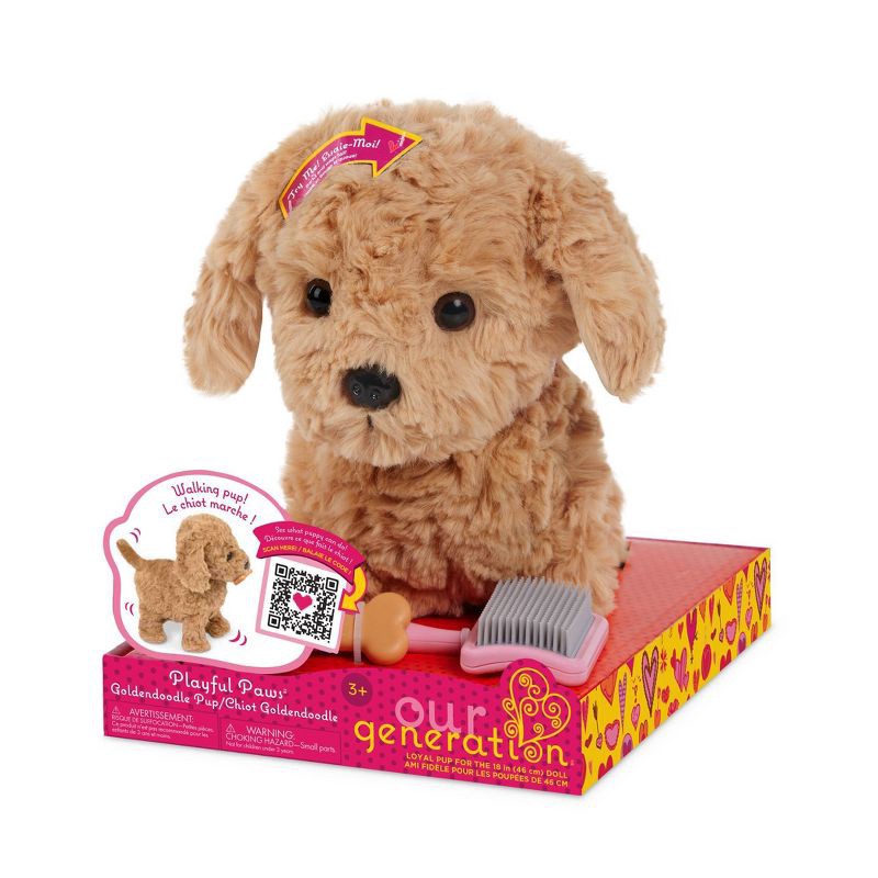 slide 1 of 10, Our Generation Playful Paws Goldendoodle Puppy Walking & Barking Electronic Interactive Pet Dog Plush: Plastic Polyester Toy, 1 ct